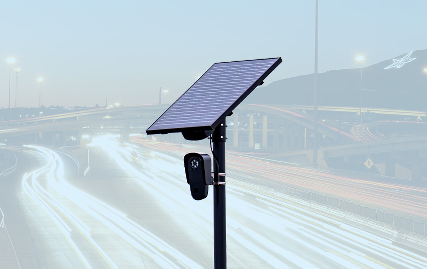 Image of a camera with solar panel.