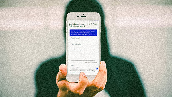 Man with hidden face showing report page